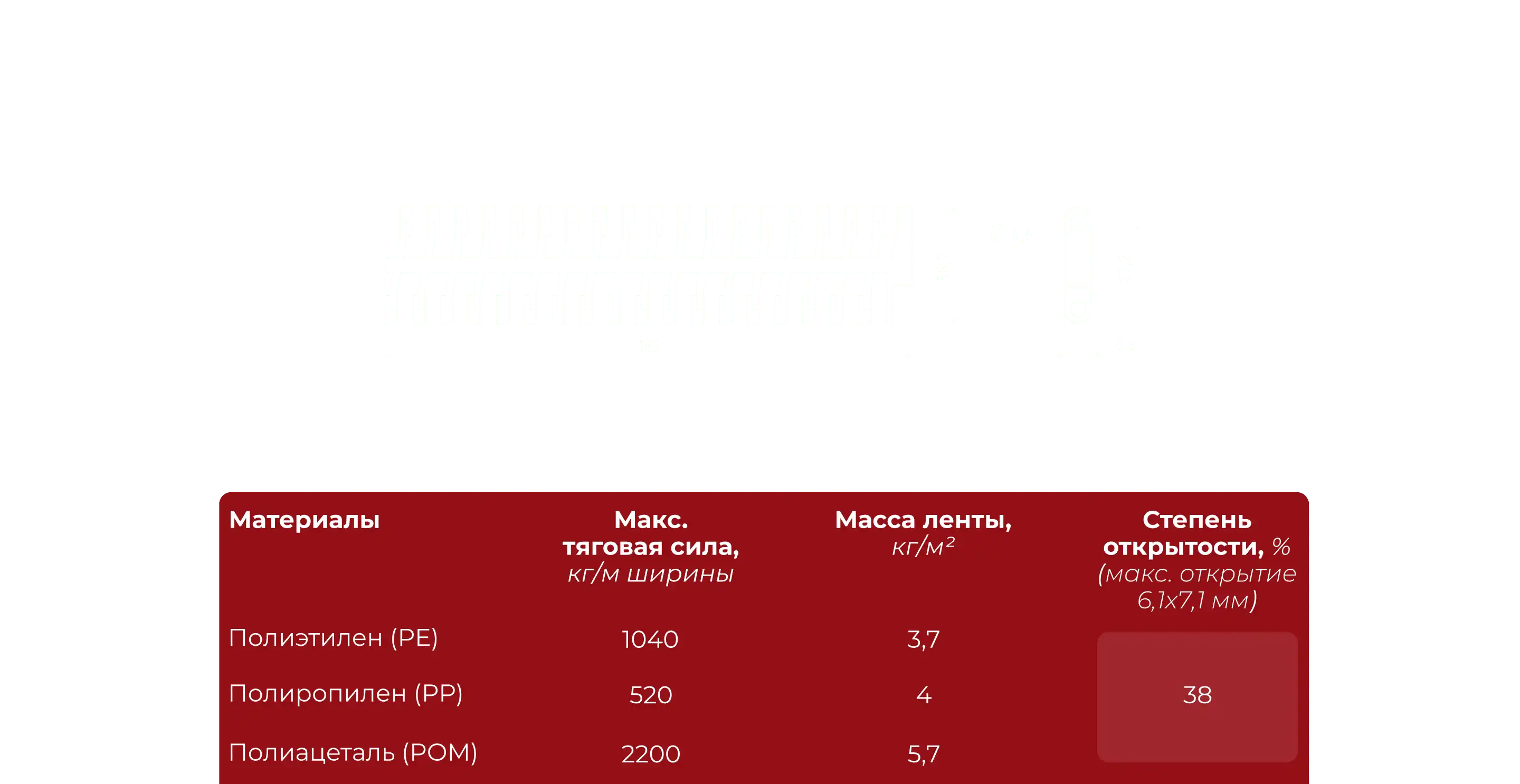 Модульная лента М27,2-900 открытая с гладкой поверхностью чертёж